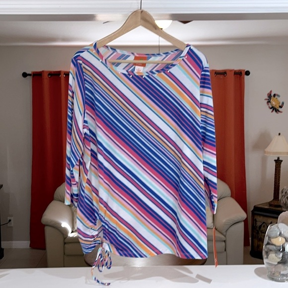 NWT Hearts of Palm Women’s Stripe Scoop Neck Tee Size XL - Picture 1 of 8